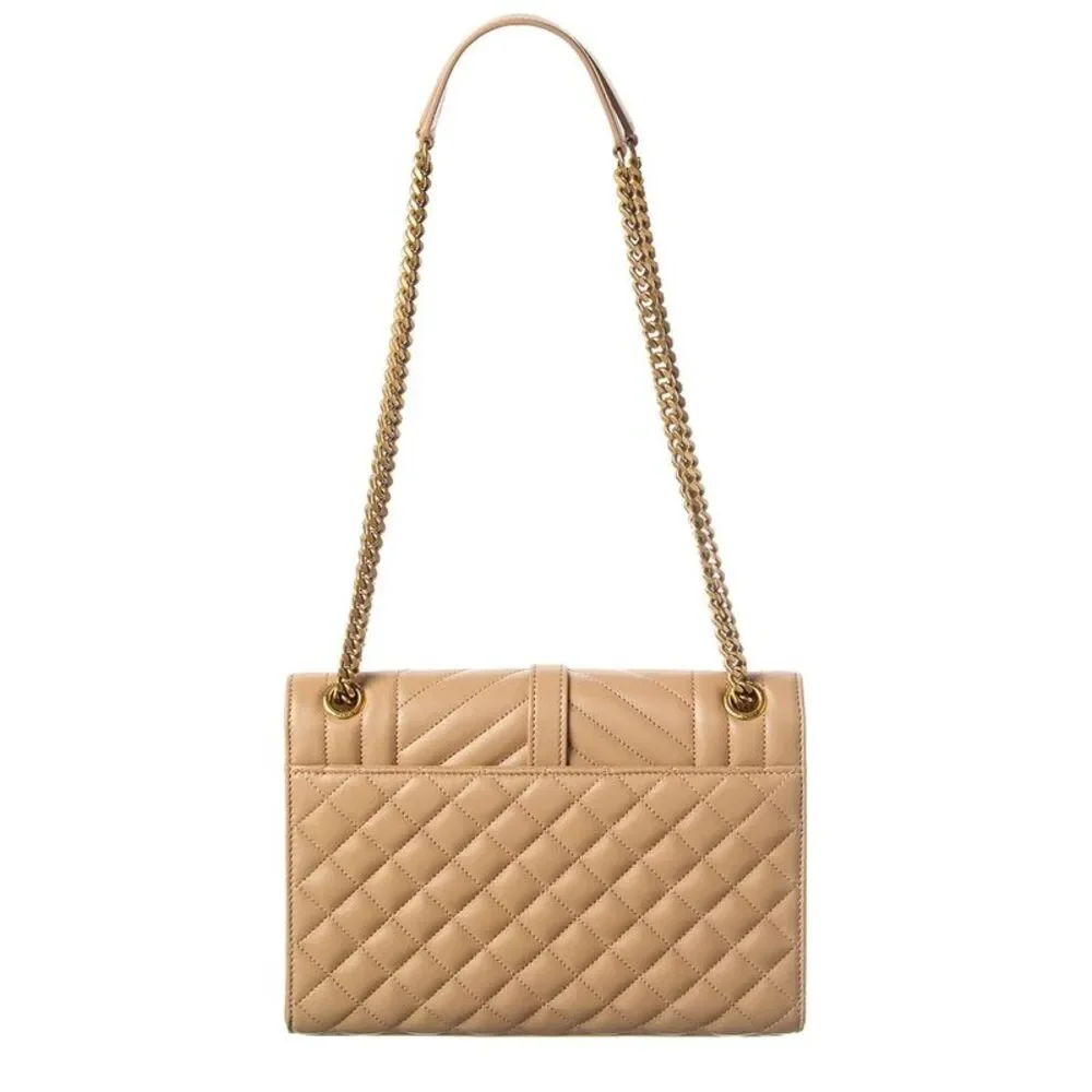 Saint Laurent Envelope Medium Leather Envelope Bag, Beige